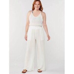 NWT Prana Fernie Jumpsuit Wide Leg White Sleeveless Small Swimsuit Cover $99MSRP